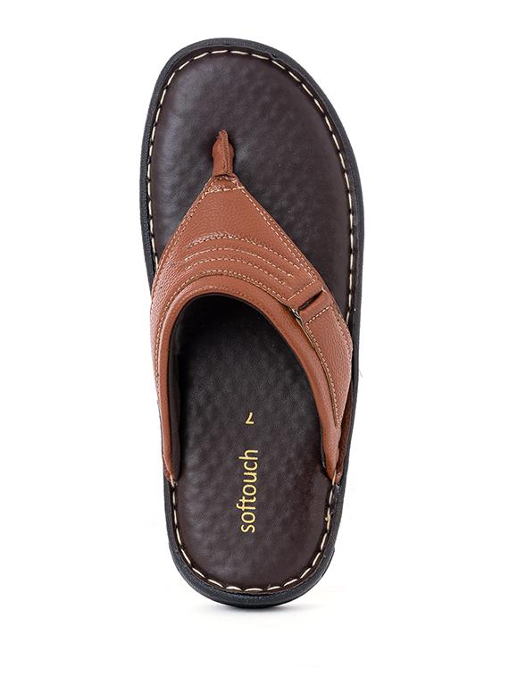 brown synthetic & mesh slip on flip flops - 18418243 - Standard Image - 3