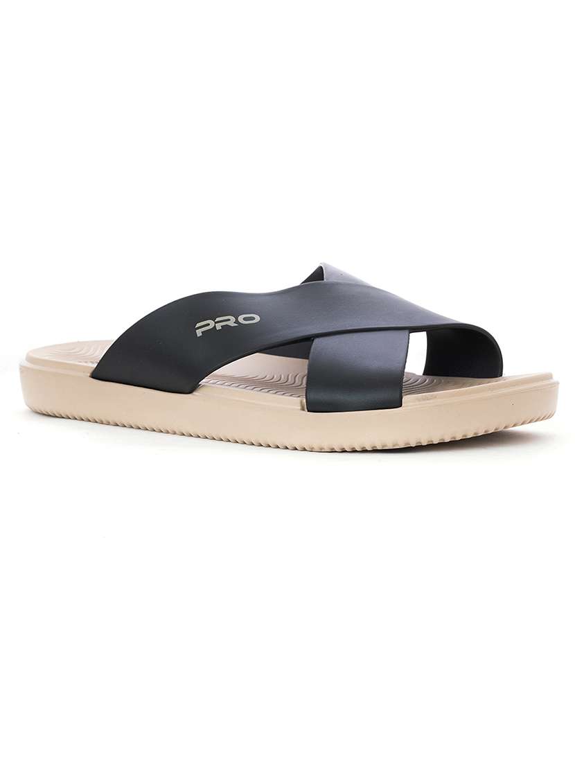 black pvc slip on slippers