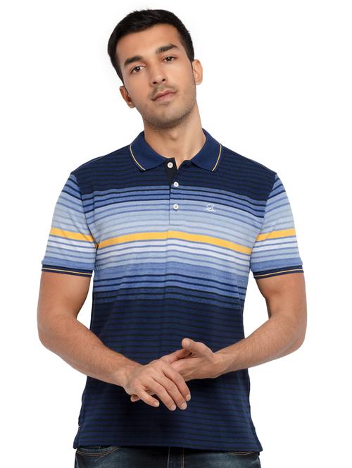 navy-blue striped polo t-shirt - 18418385 - Standard Image - 0