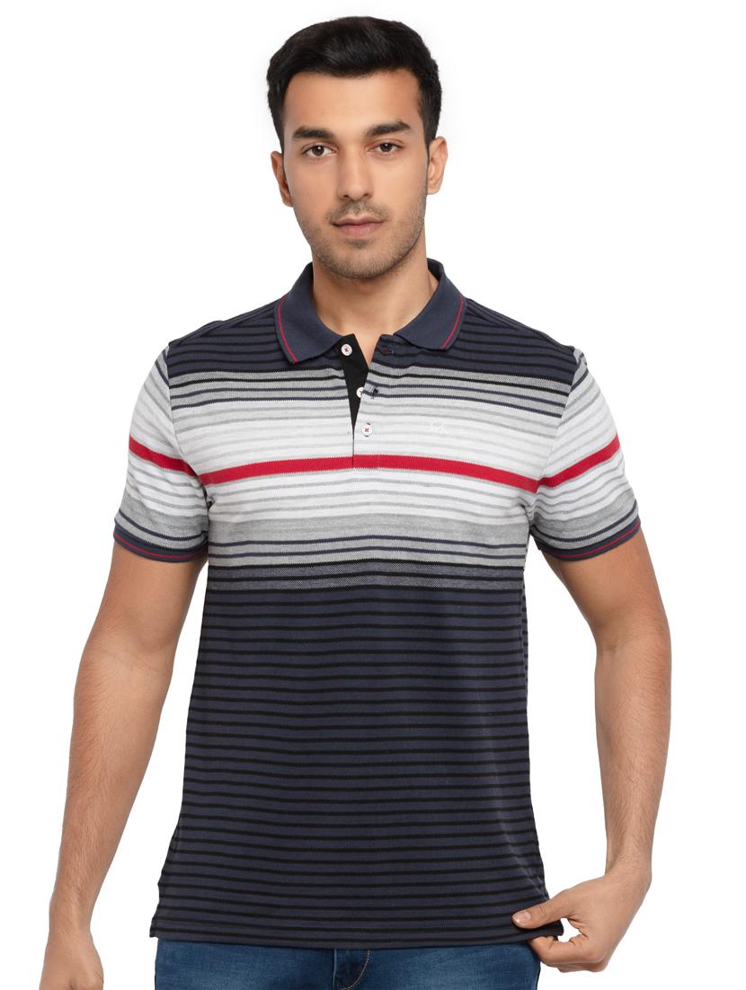 grey striped polo t-shirt - 18418386 -  Zoom Image - 0