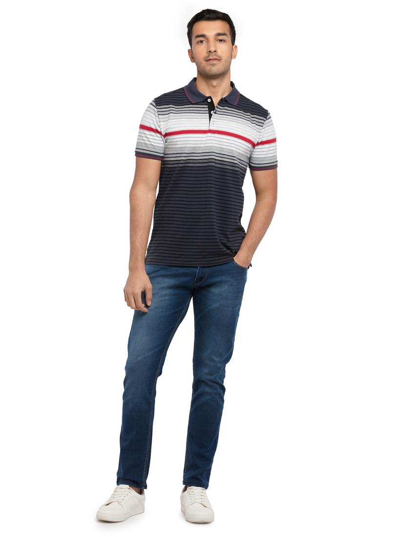 grey striped polo t-shirt - 18418386 - Standard Image - 3