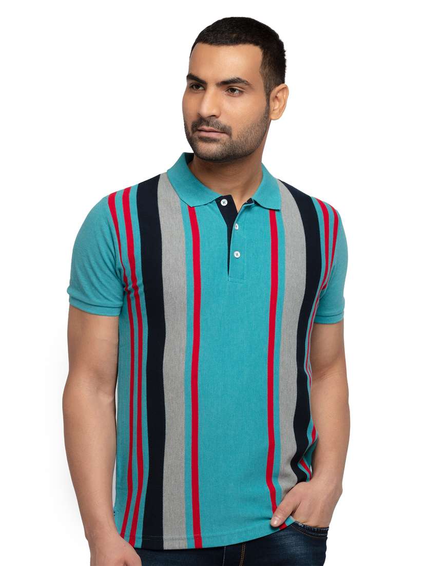 blue striped polo t-shirt - 18418397 - Zoom Image - 0