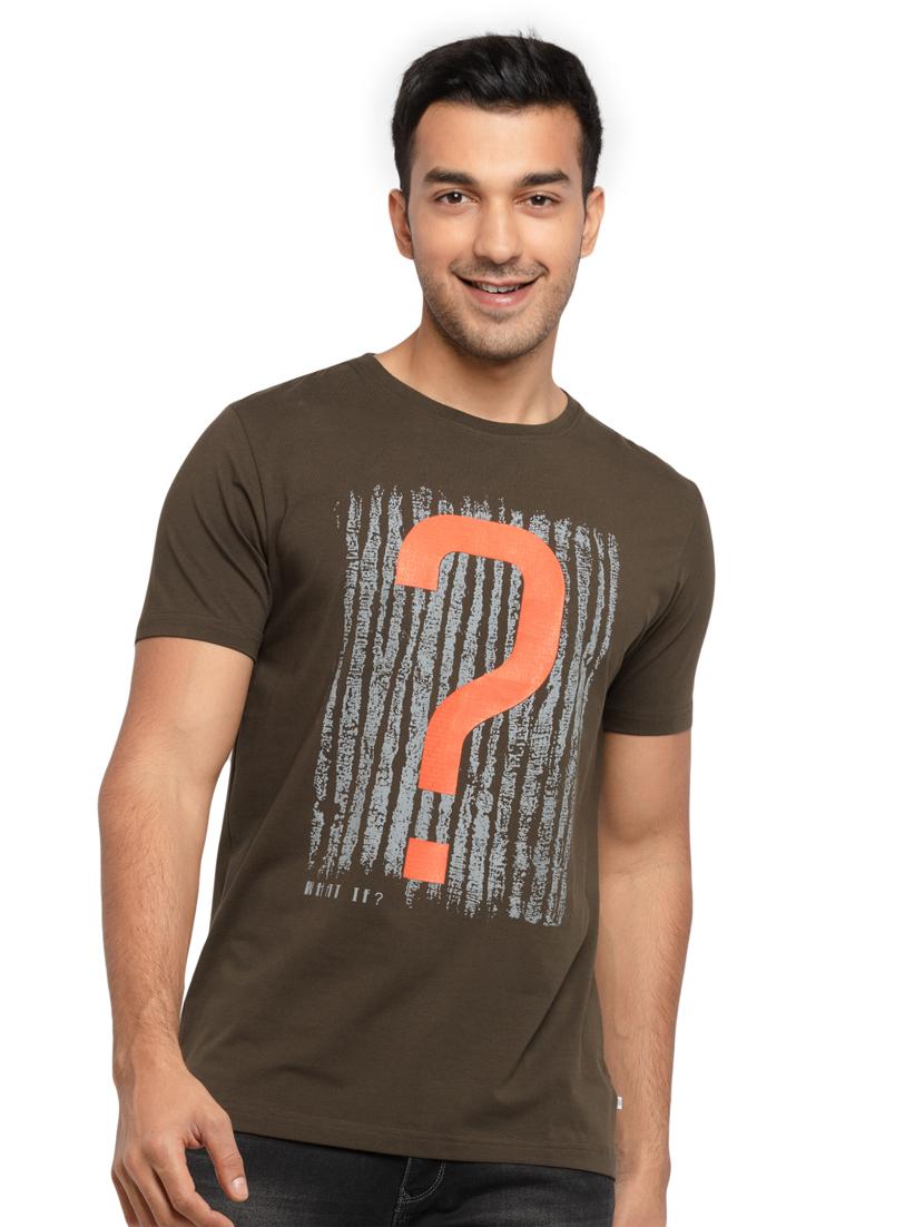 olive-green chest-printed t-shirt - 18418428 - Zoom Image - 0