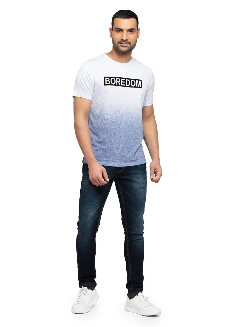 blue chest-printed t-shirt - 18418429 - Standard Image - 3