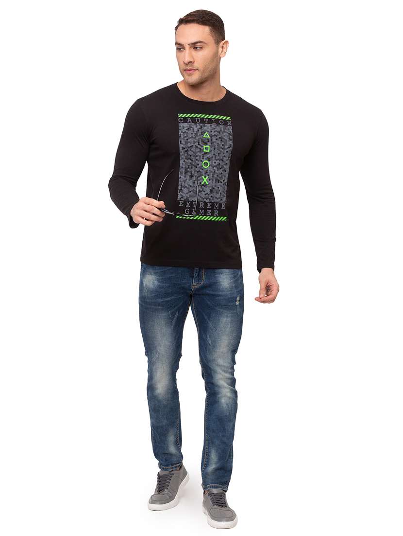 black chest-printed t-shirt - 18418440 -  Standard Image - 3