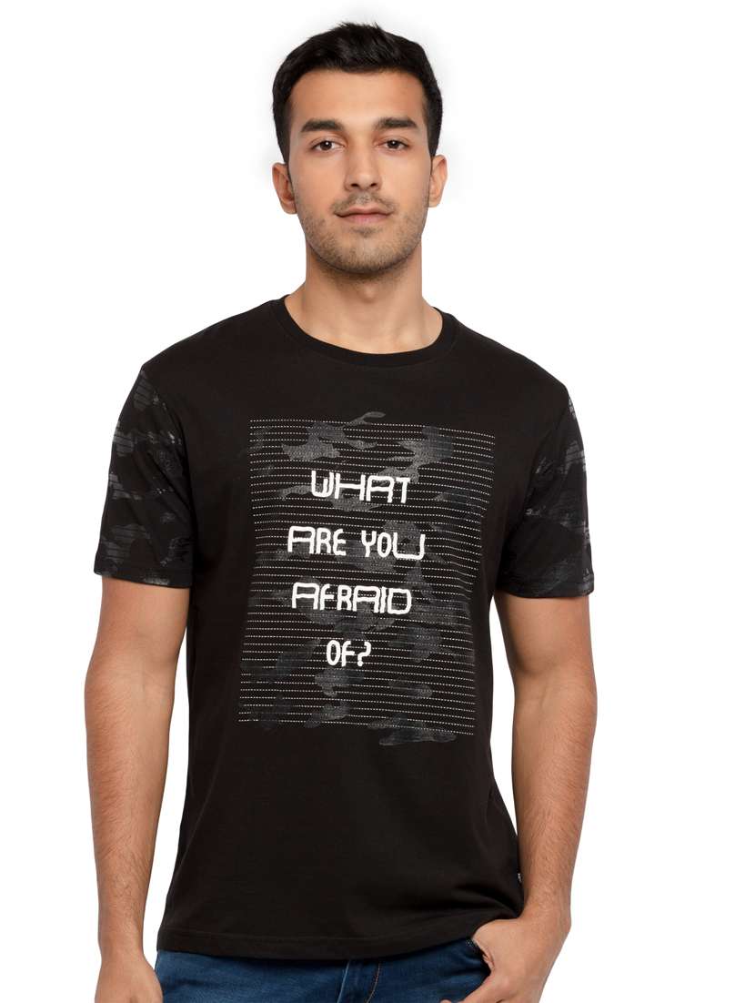 black chest-printed t-shirt - 18418443 - Zoom Image - 0