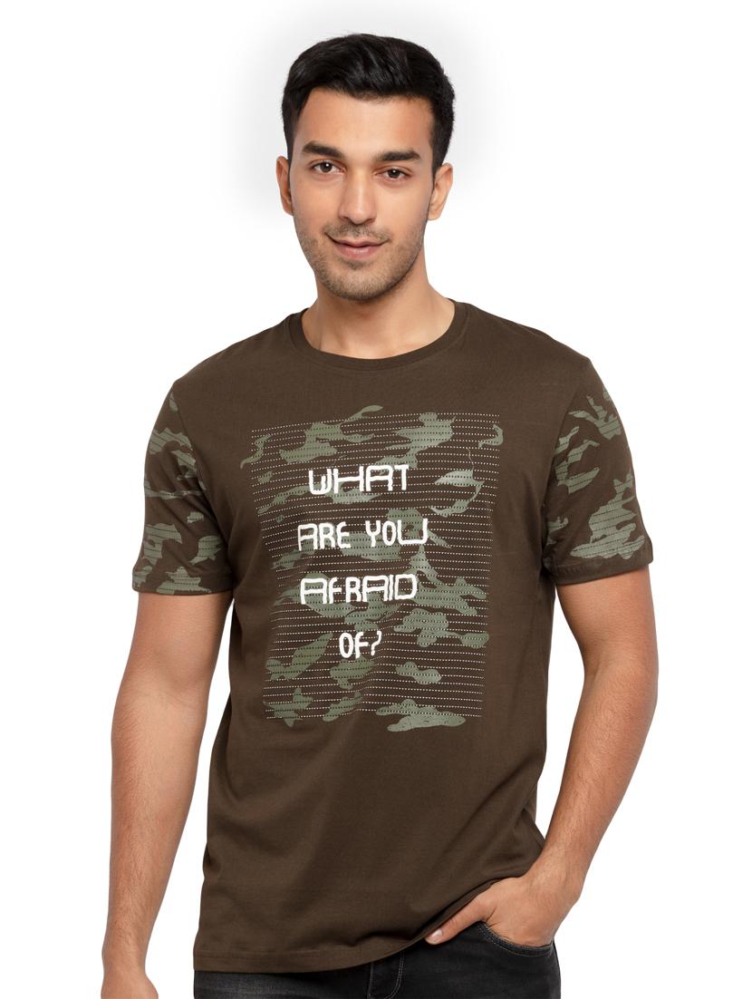 olive-green chest-printed t-shirt - 18418444 - Zoom Image - 0