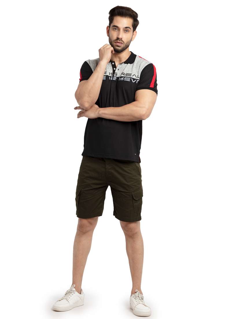 black printed polo t-shirt - 18418479 -  Standard Image - 3