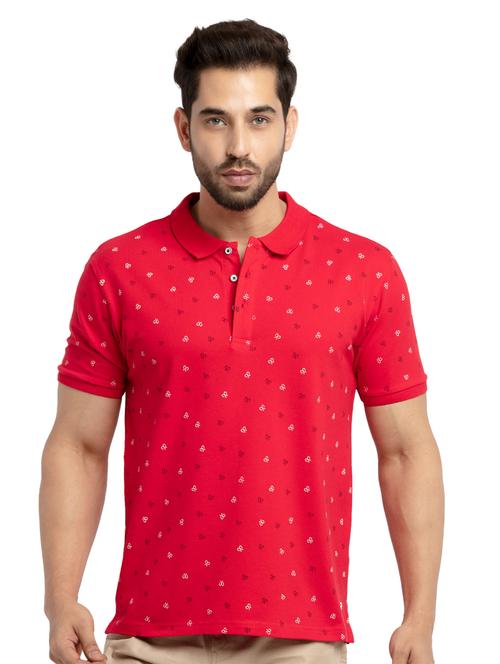 red printed polo t-shirt - 18418481 - Standard Image - 0