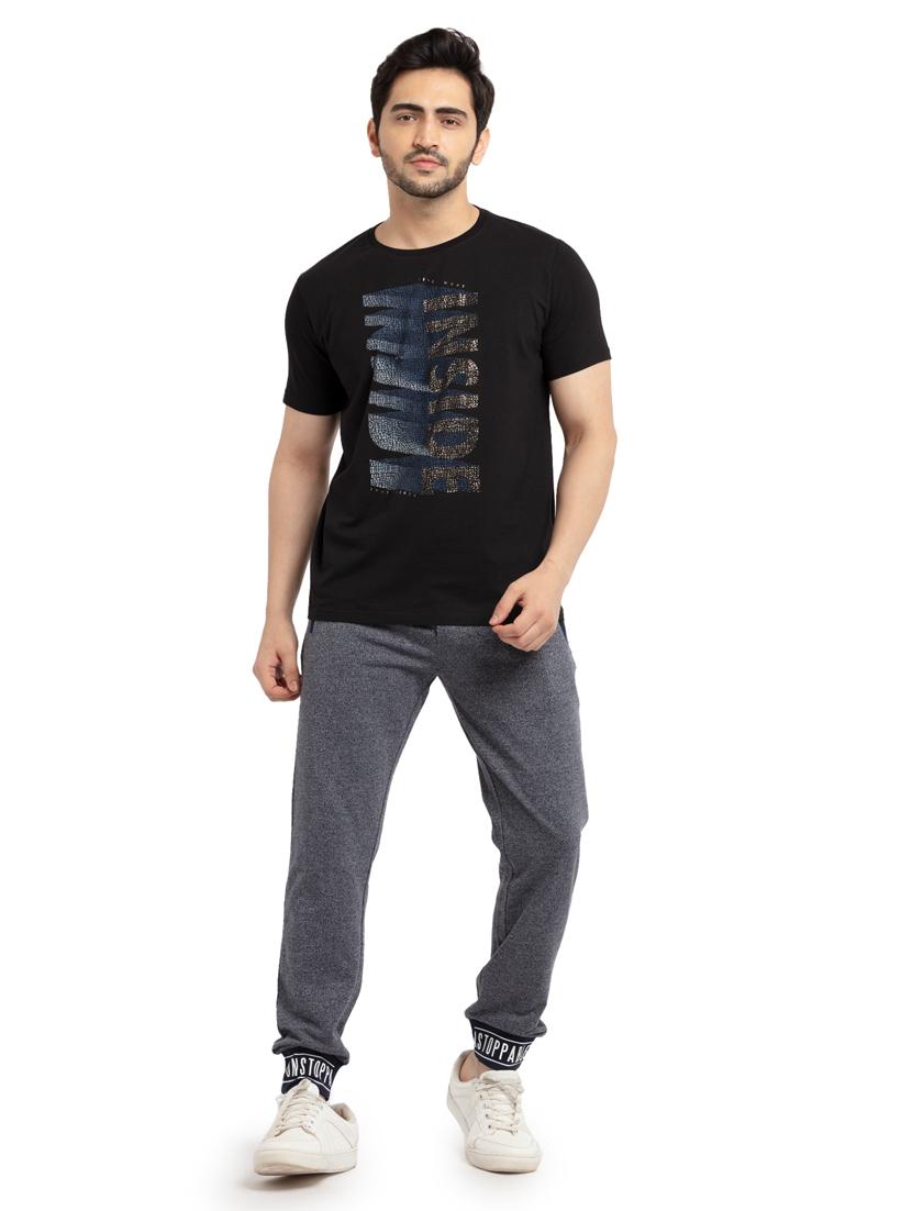 navy blue solid jogger - 18418608 - Standard Image - 3