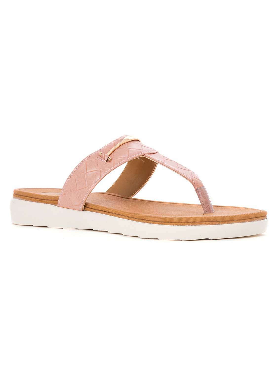 pink synthetic slip on sandals