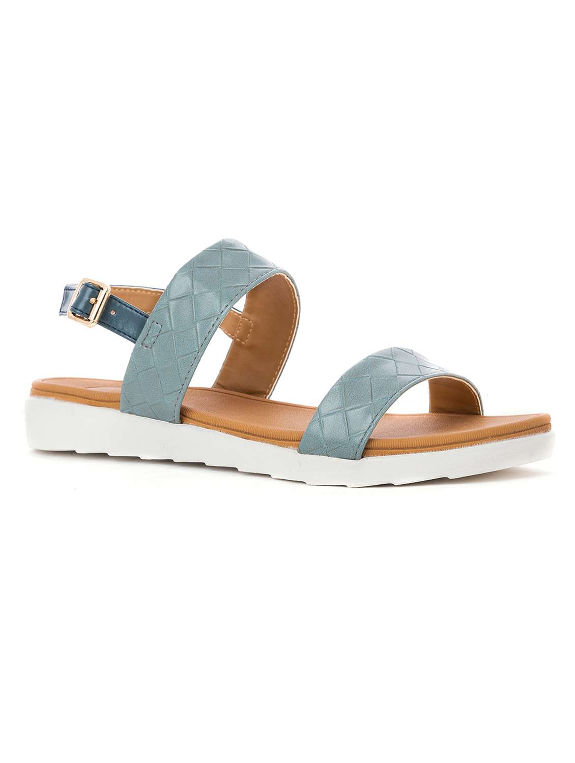 blue synthetic back strap sandals