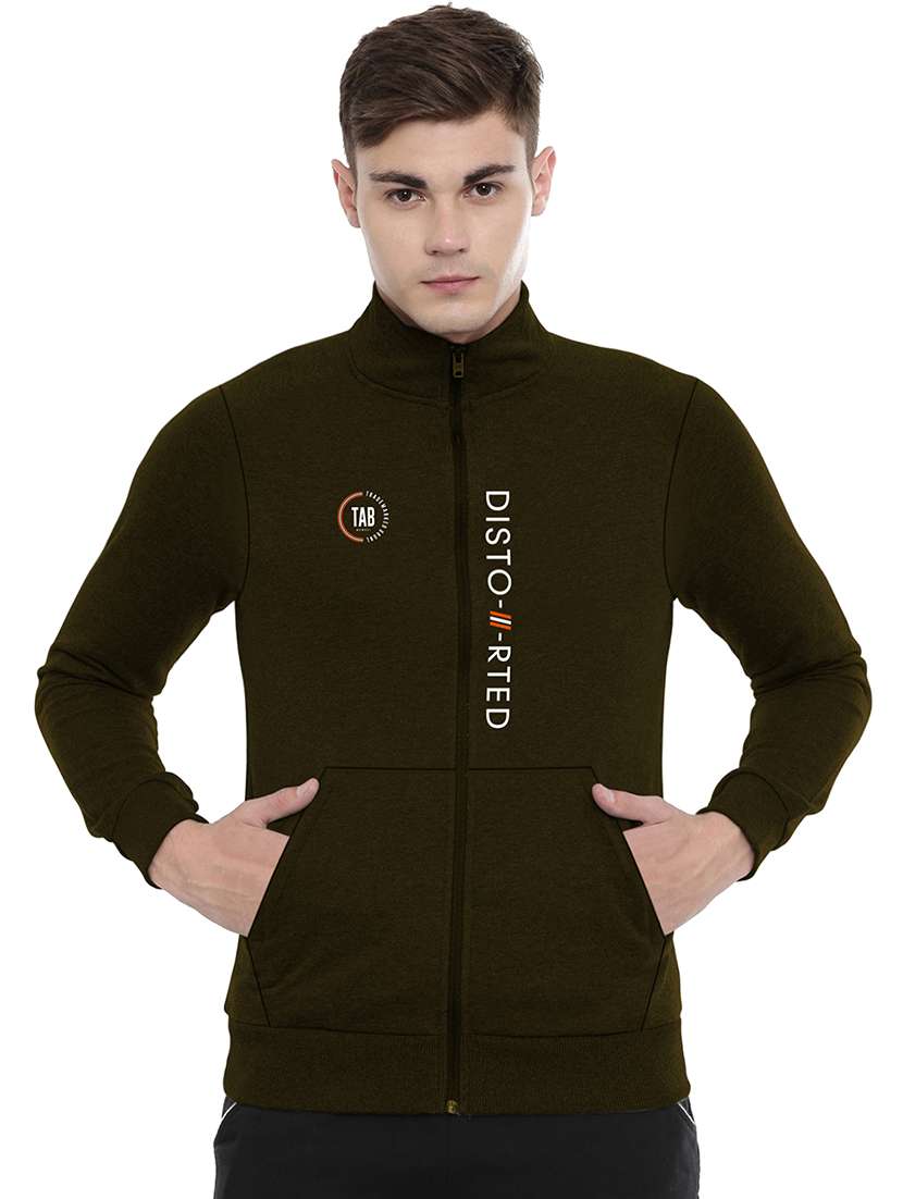 olive green chest print sweatshirt - 18419150 -  Zoom Image - 0