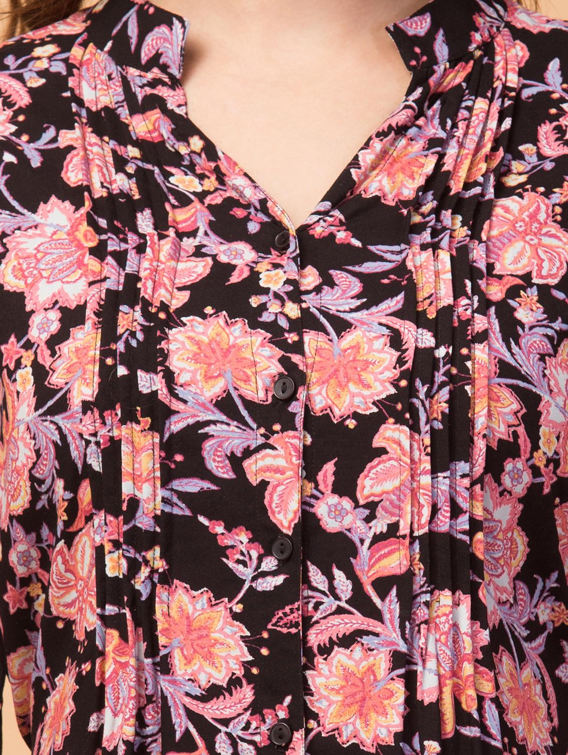 black tie back floral print tunic - 18419176 - Standard Image - 3