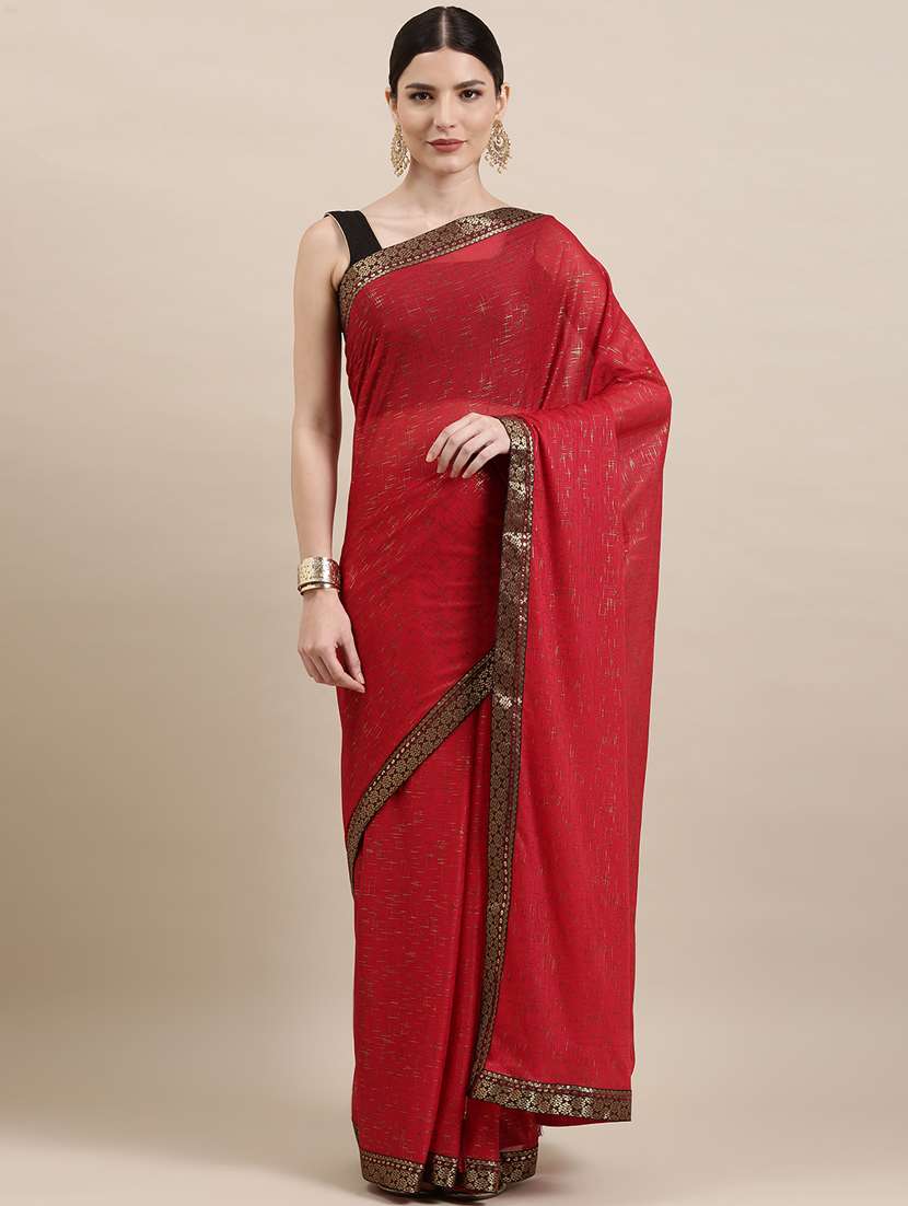 maroon raw silk bordered saree with blouse