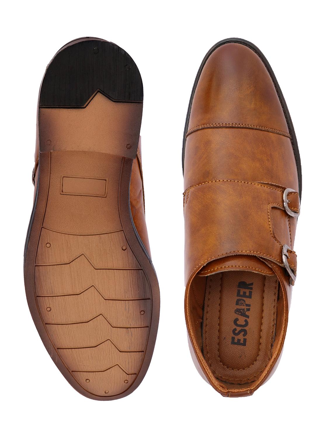 tan synthetic office wear loafers - 18419555 - Standard Image - 3