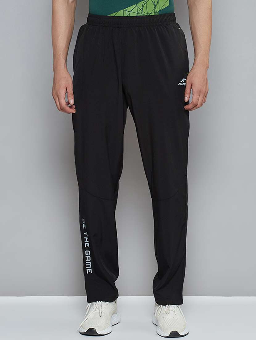 black solid full length track pant