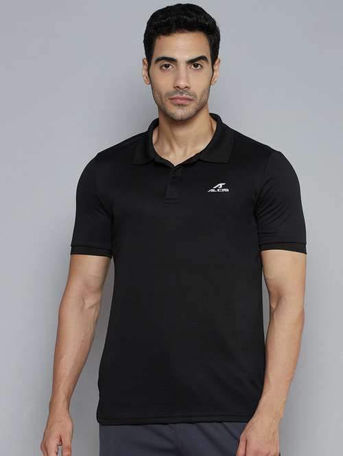 black solid polo t-shirt - 18420169 - Standard Image - 0