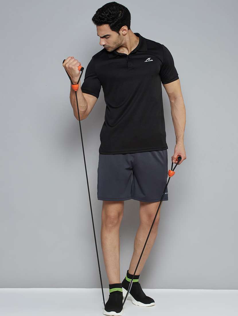 black solid polo t-shirt - 18420169 - Standard Image - 3