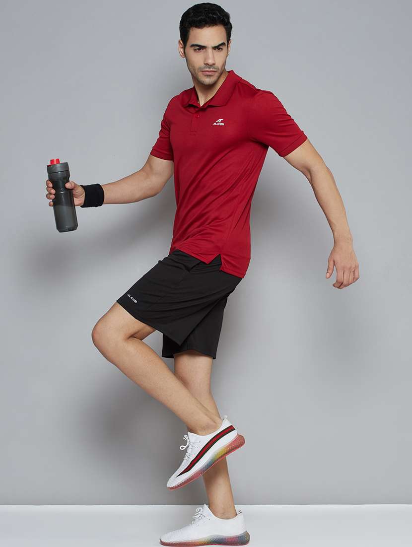 maroon solid polo t-shirt - 18420171 - Standard Image - 3