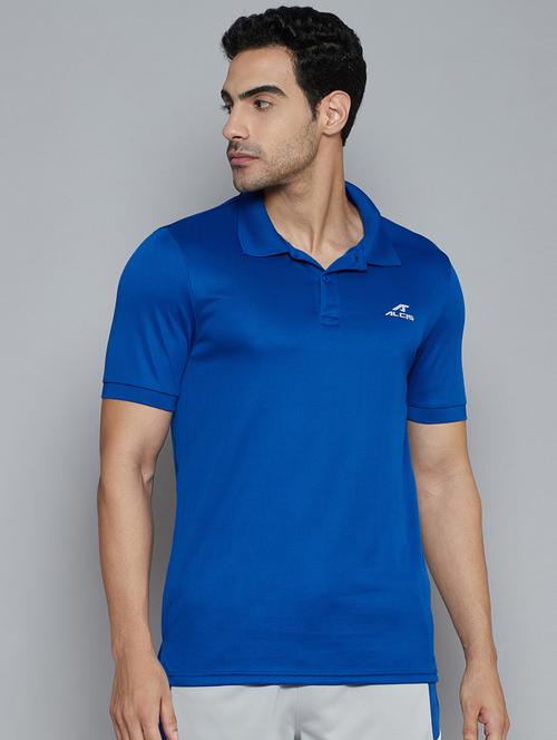 blue solid polo t-shirt - 18420172 - Standard Image - 0