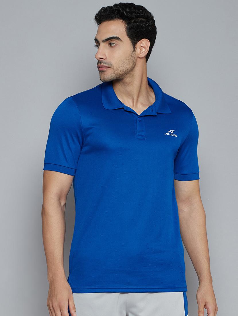 blue solid polo t-shirt - 18420172 - Zoom Image - 0