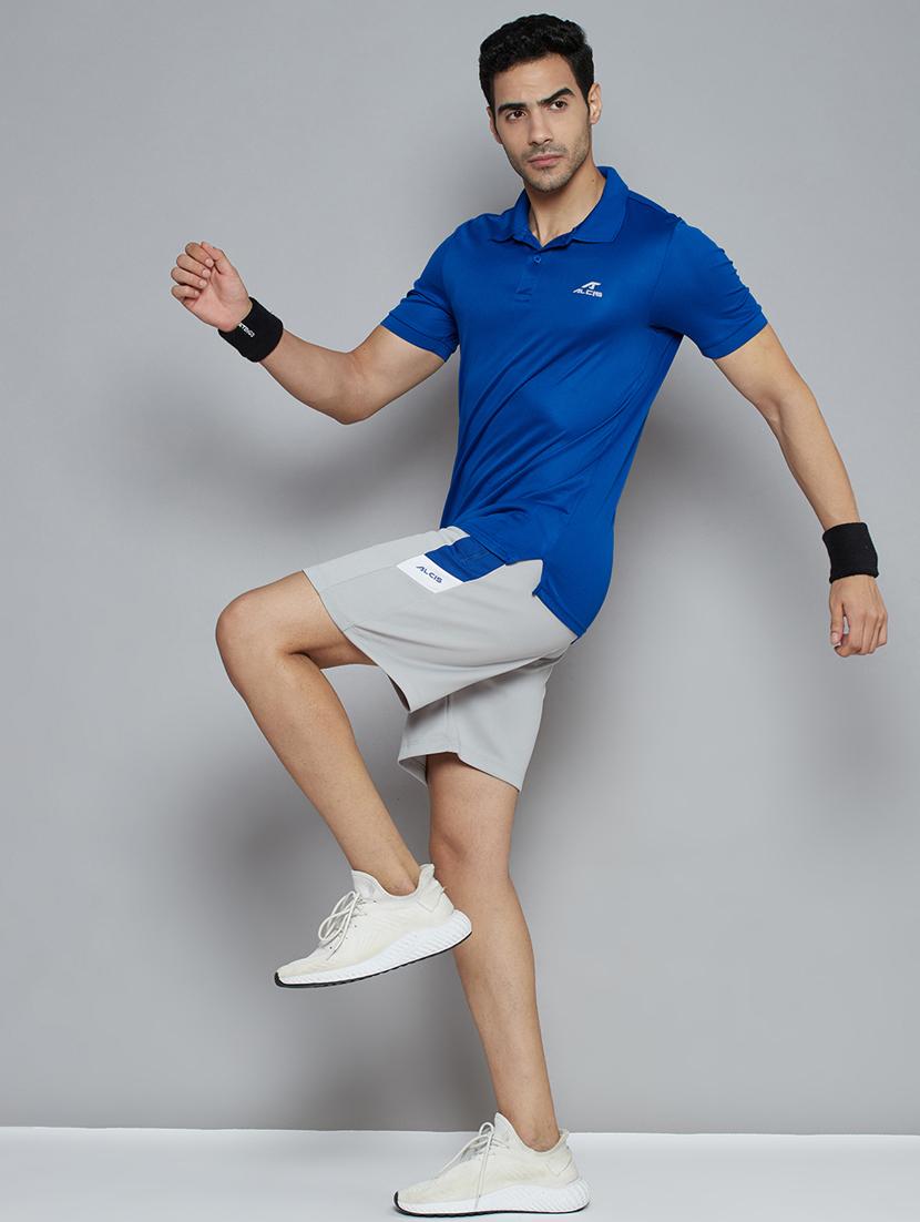 blue solid polo t-shirt - 18420172 - Standard Image - 3
