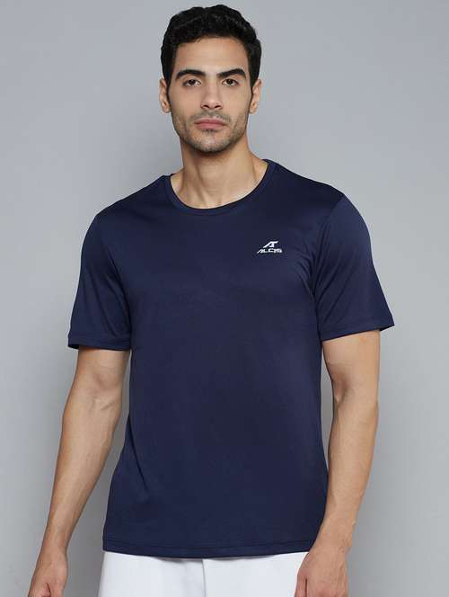 navy-blue solid t-shirt - 18420179 - Standard Image - 0