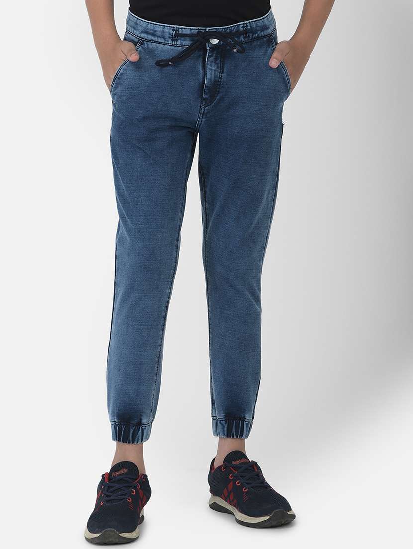 blue solid joggers trouser