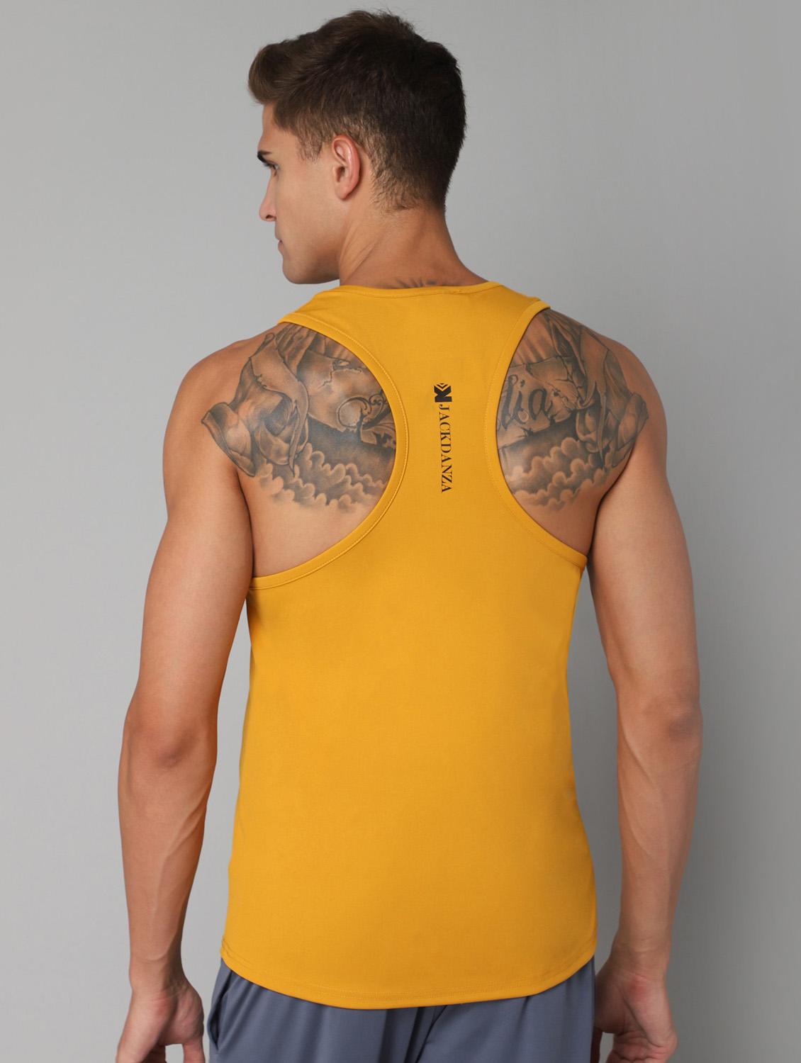mustard solid vest - 18420378 - Standard Image - 3