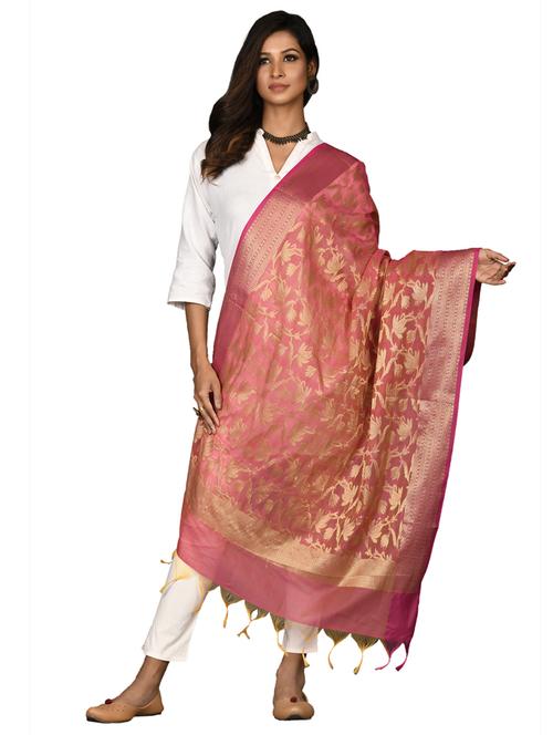 pink chanderi dupatta - 18421149 -  Standard Image - 0