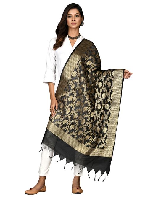 black chanderi dupatta - 18421156 - Standard Image - 0