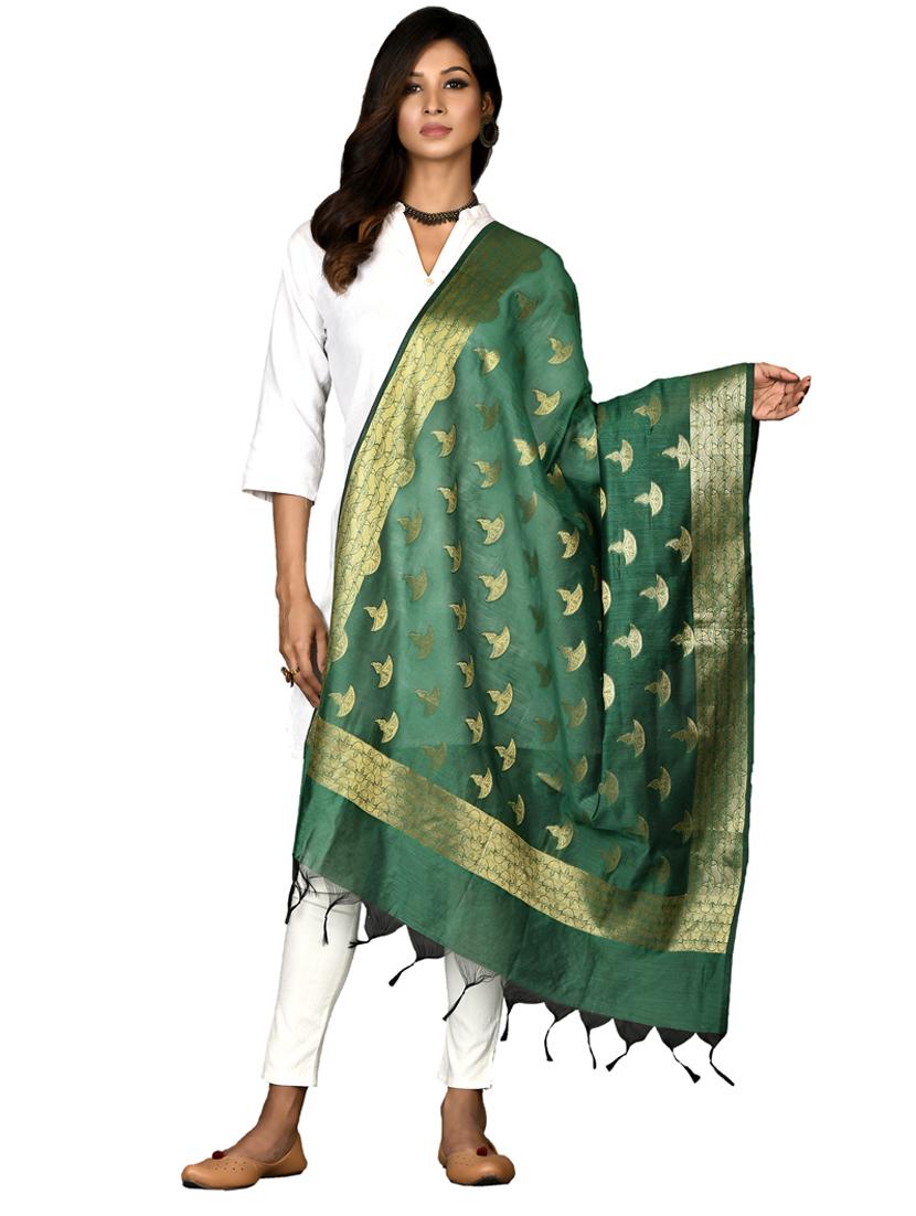 green chanderi dupatta - 18421159 - Zoom Image - 0