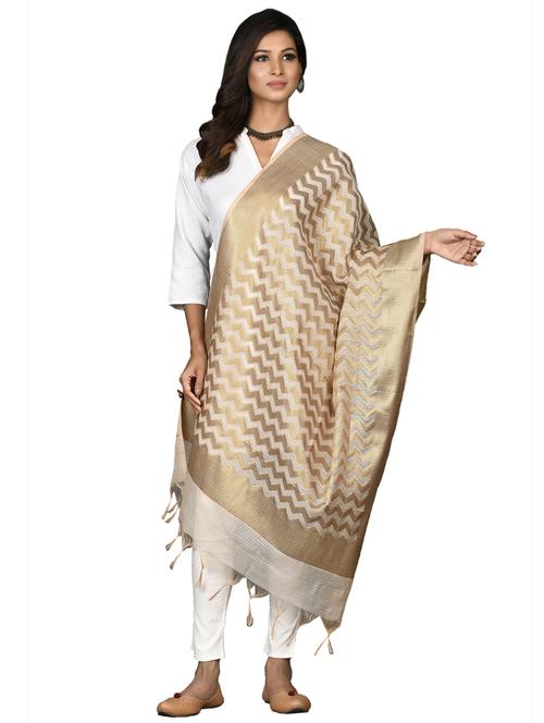 beige chanderi dupatta - 18421168 -  Standard Image - 0