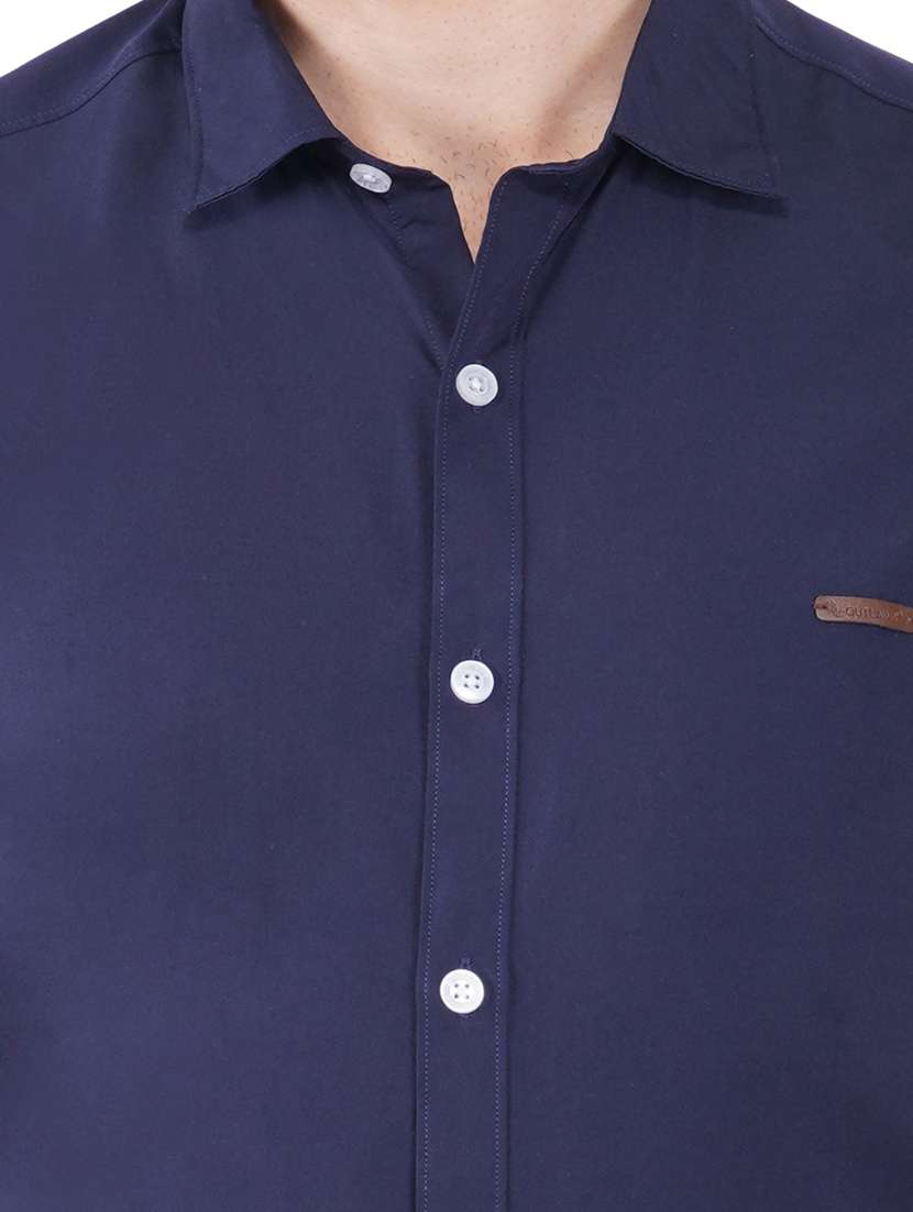 dark blue solid casual shirt - 18421359 -  Standard Image - 5