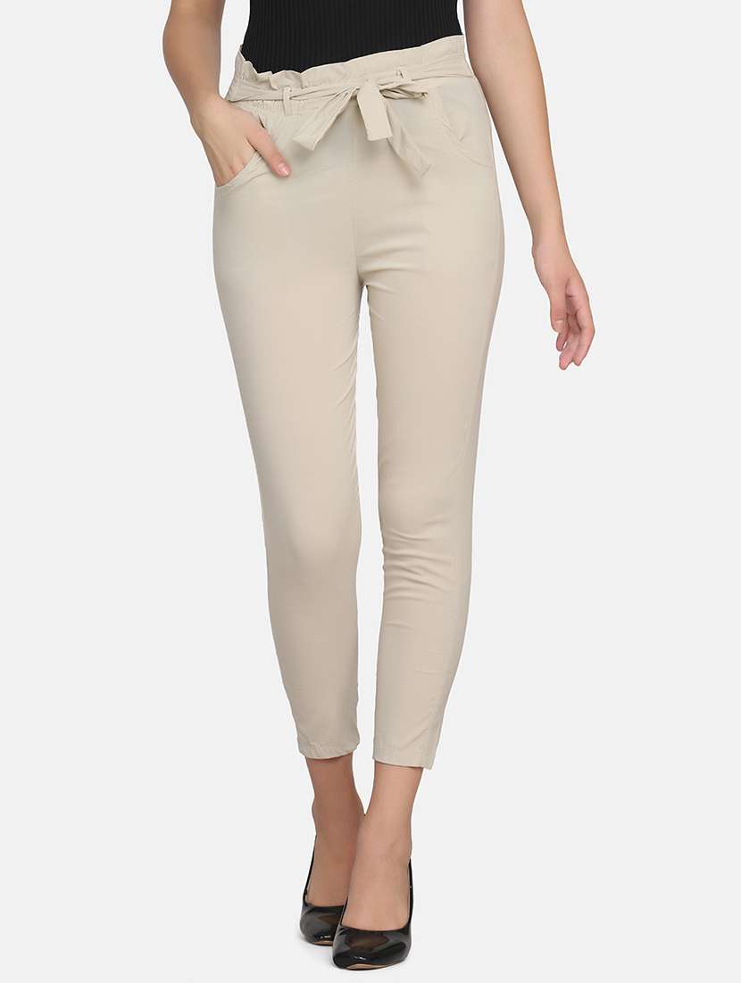 tie front solid flat front trouser