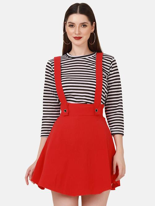 high rise solid flared pinafore skirt - 18421453 - Standard Image - 0