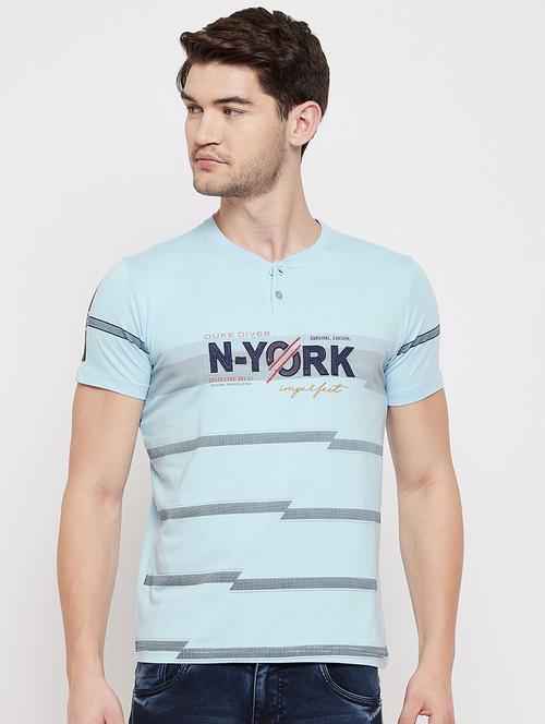 light blue front print t-shirt - 18422164 - Standard Image - 0