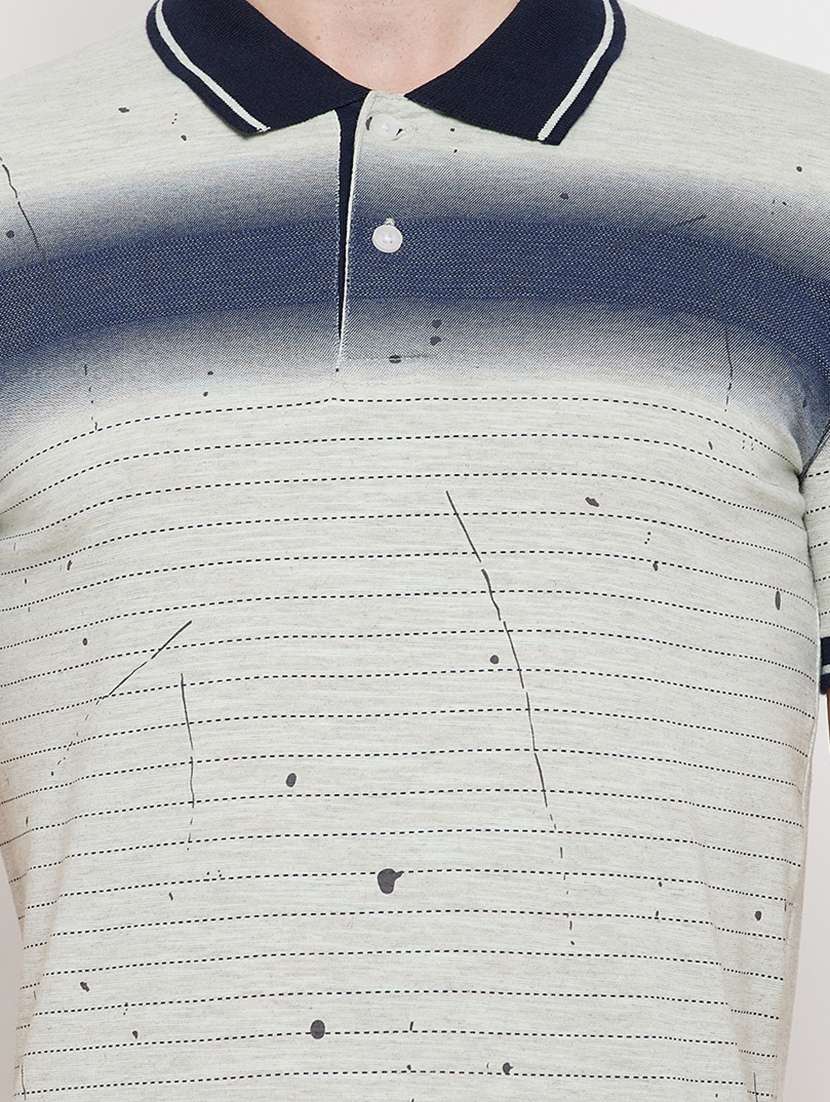 navy-blue striped polo t-shirt - 18422171 -  Standard Image - 3