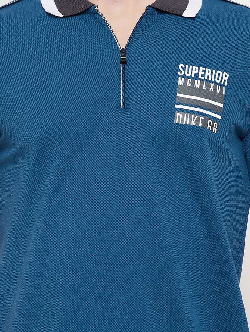 blue chest-printed polo t-shirt - 18422177 -  Standard Image - 3