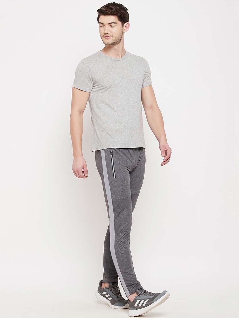 grey solid track pant - 18422195 -  Standard Image - 3