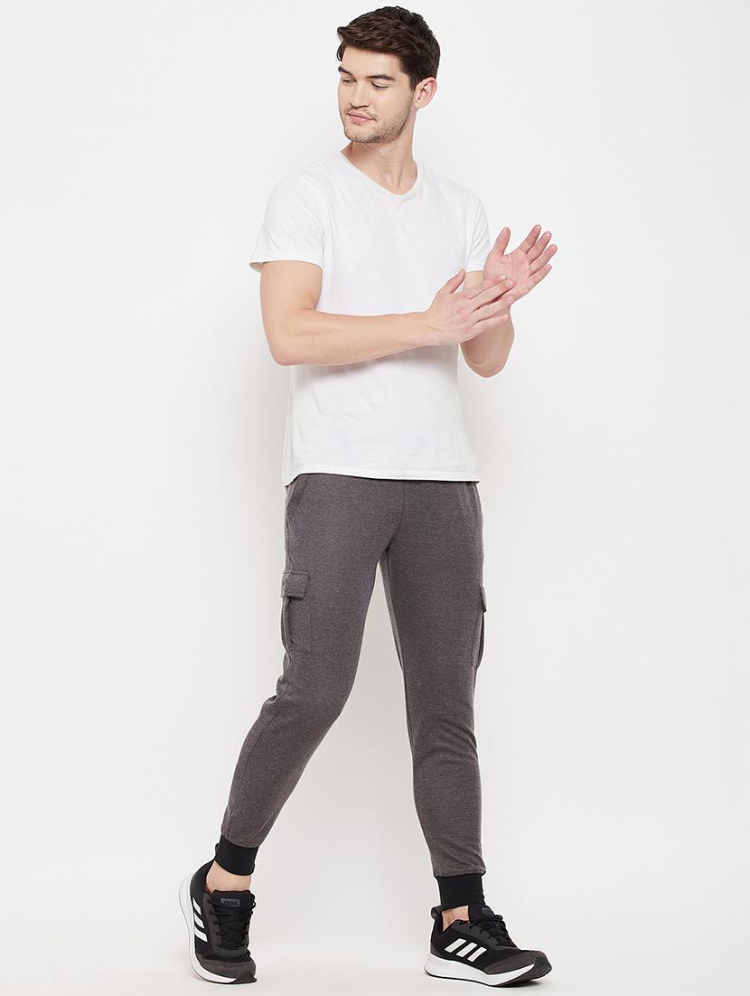 grey solid track pant - 18422198 - Standard Image - 3