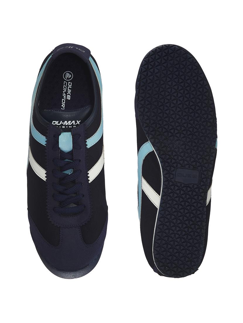 navy synthetic lace up sneakers - 18423419 - Standard Image - 3