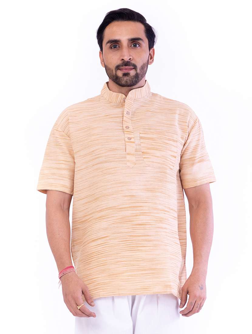 beige melange short kurta