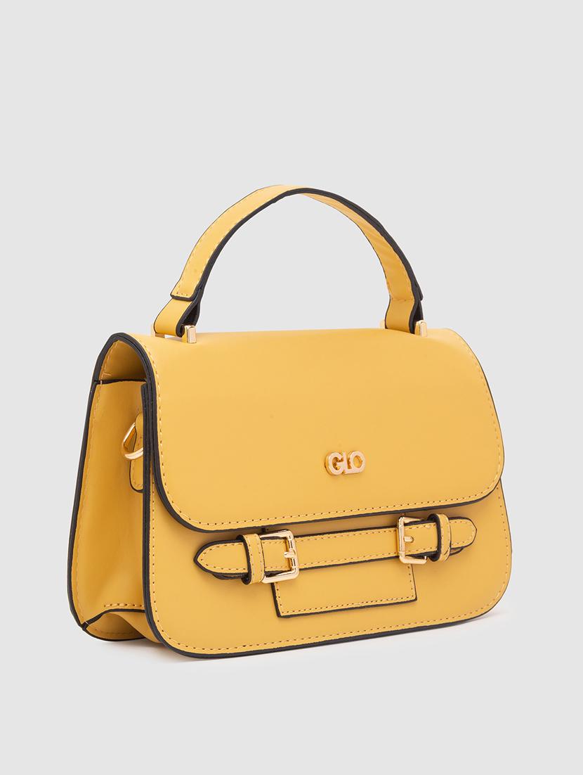 yellow solid regular handbag - 18424331 - Standard Image - 3