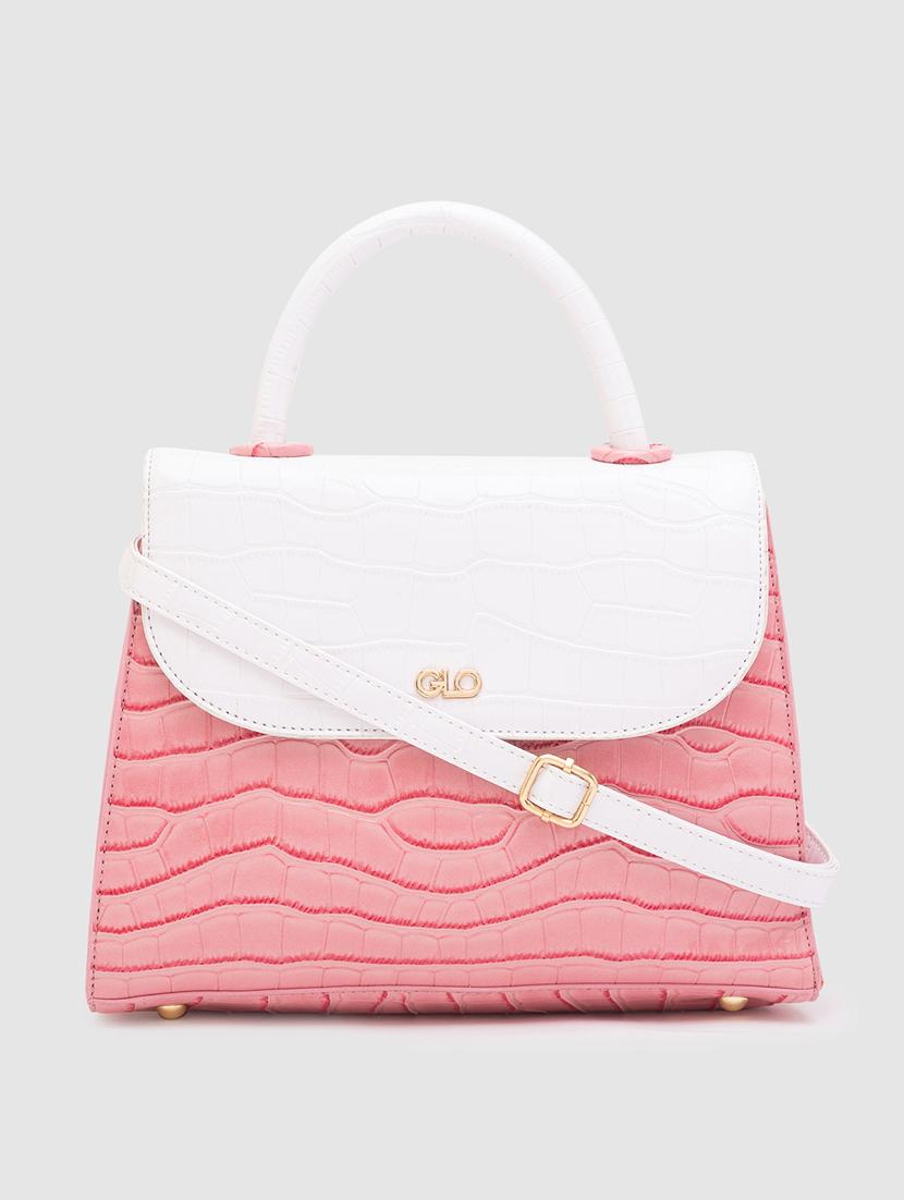 pink textured regular handbag - 18424334 - Zoom Image - 0