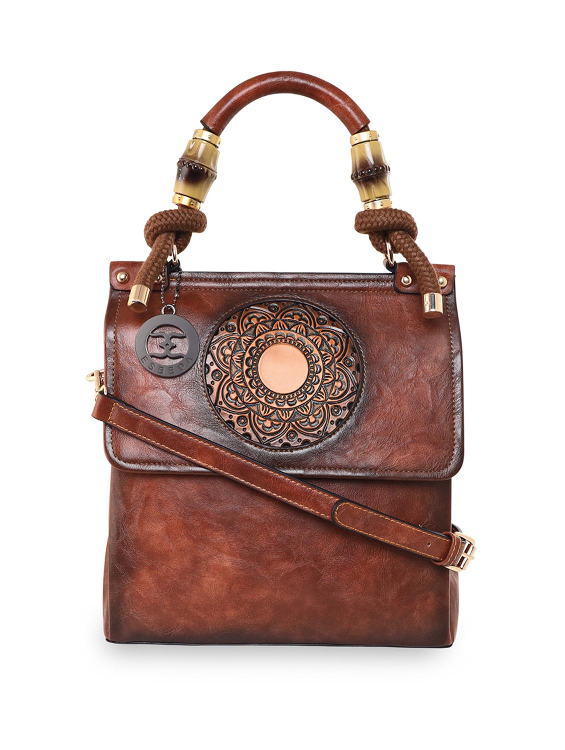 tan textured regular handbag - 18424803 - Zoom Image - 0