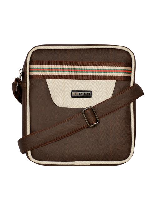 brown textured regular sling bag - 18424819 - Standard Image - 0