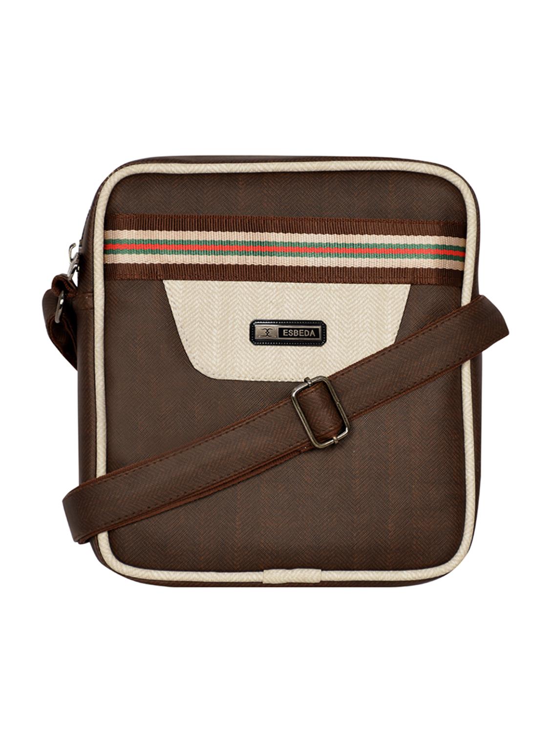 brown textured regular sling bag - 18424819 - Zoom Image - 0