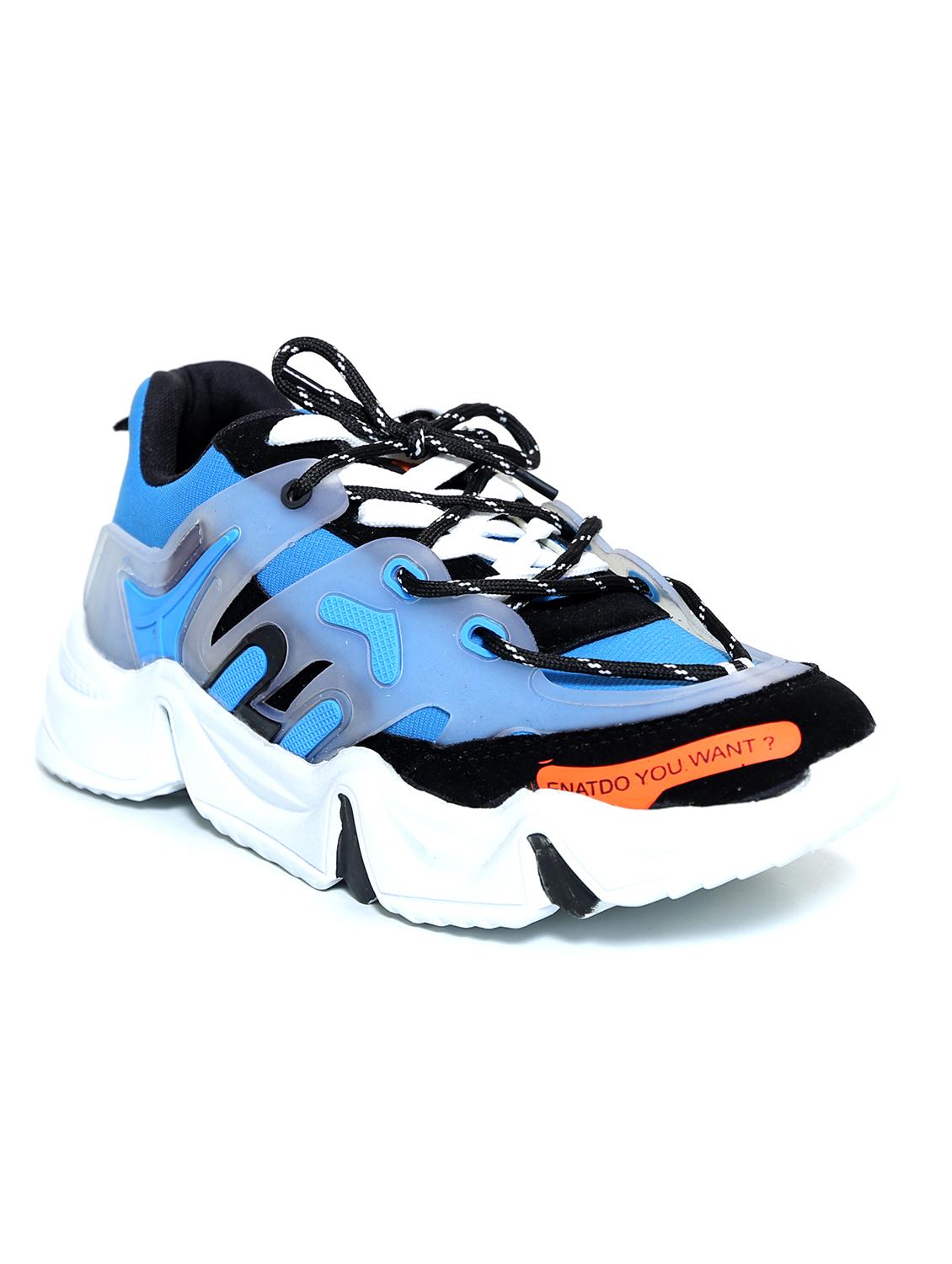 blue lace up sport shoe